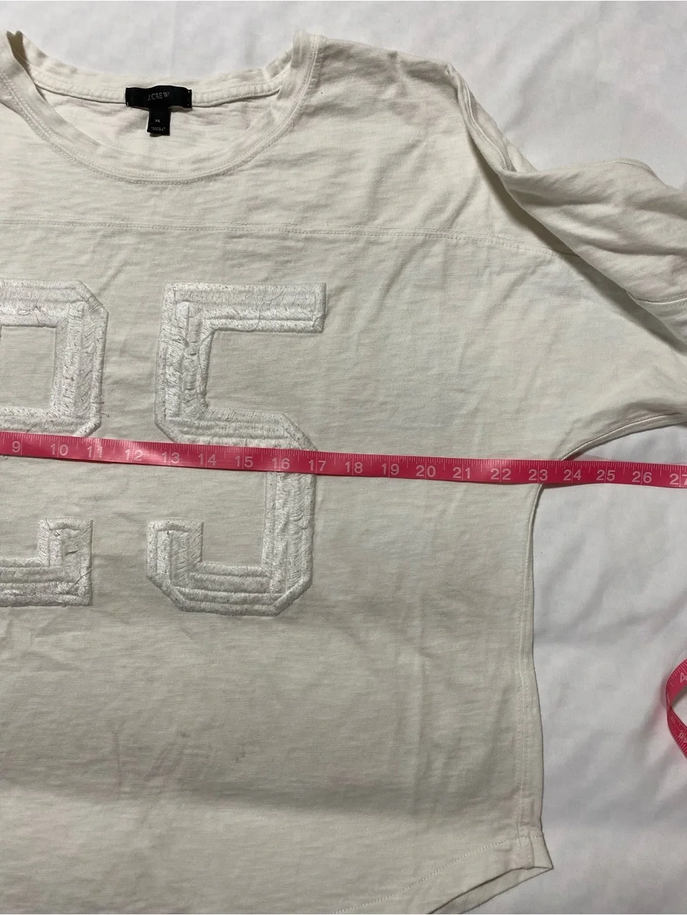 J. Crew White Appliqué '25' Long Sleeve Tee